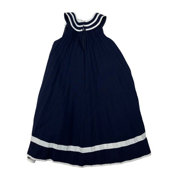 Bonnie Jean Girls Navy & White Sailor Dress With Bow Sleeveless Button Size 10 - Picture 2 of 5